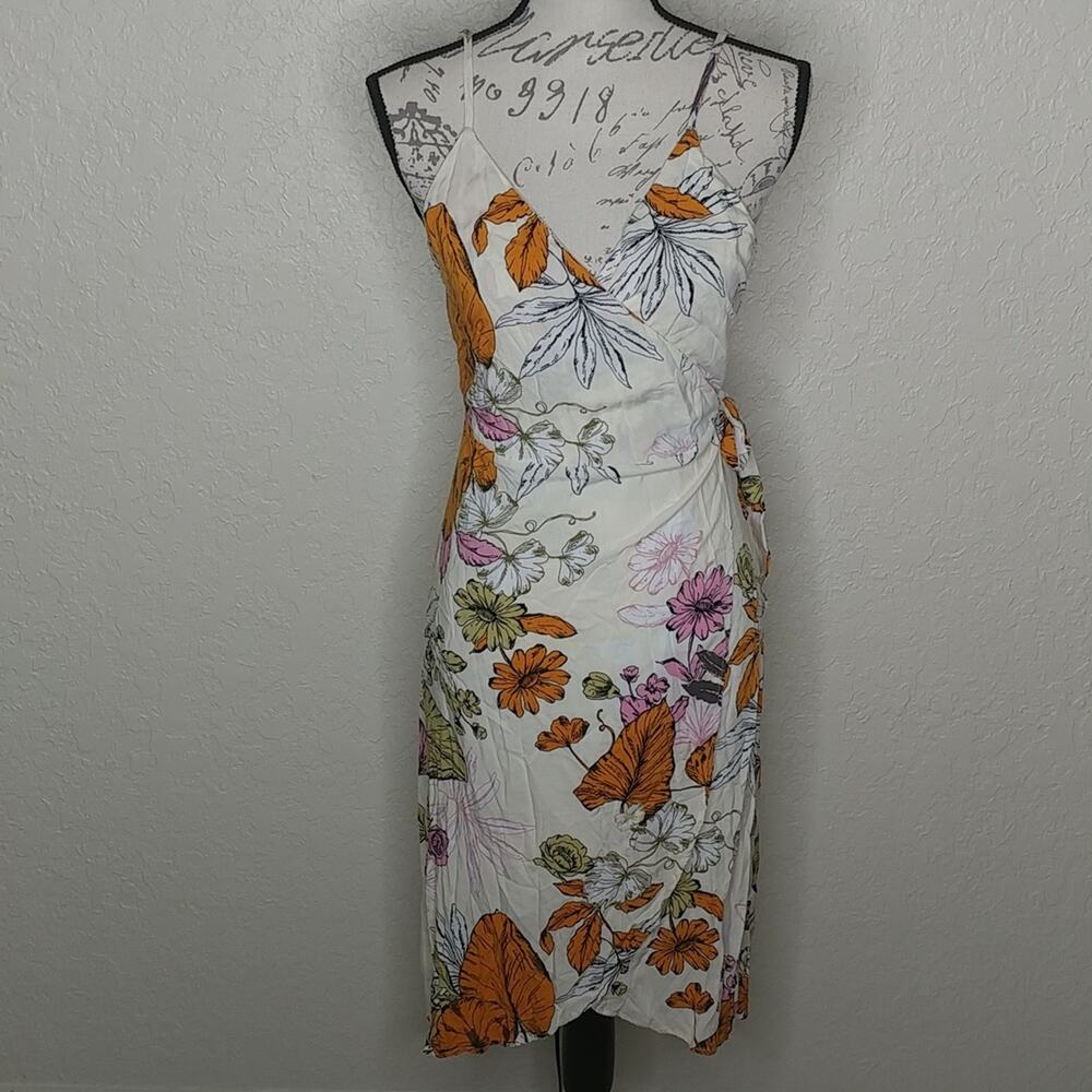Cupshe Floral Wrap Dress - White, Orange, Purple